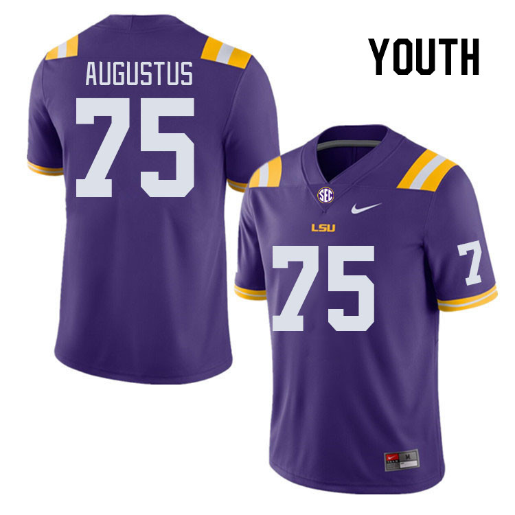 Youth #75 Braden Augustus LSU Tigers College Football Jerseys Stitched Sale-Purple